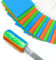 100 Pack Drapeau pelouse, 38 x 10 x 13 cm, de paysage orange, vert et bleu, drapeau de pelouse/cour/irrigation, pour les roues mesure distance.