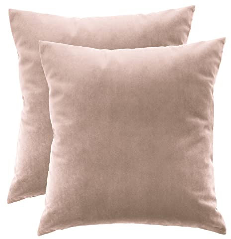 Set di 2 cuscini in velluto, colore rosa antico, 45 x 45 cm, con imbottitura, per soggiorno, camera da letto, rosa, rosa [091]