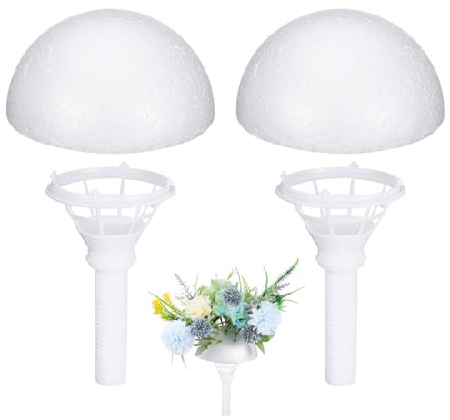 GALPADA Braut-Blumenstraußhalter Set Mit 2 Schaumstoff-Hemisphären Und 2 Griffen Hochzeitsstraußgriff Für Diy Brautstrauß Blumenarrangement-Zubehör Für Hochzeit Jubiläum Und Feierzeremonien