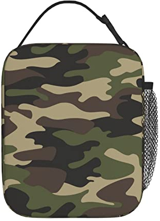 KAWOEEW Jungen-Lunchbox für Kinder, grüne Camouflage-Flagge, isolierte Lunch-Tasche, wiederverwendbare Arbeit, Lunchbox, Tasche für Damen, Herren und Erwachsene