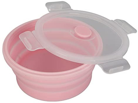 Dog Bowl Pet Collapsible Bowl with Lid, Collapsible Dog Water Bowls for Cats Dogs Portable Pet Feeding Watering Dish for Walking Parking Traveling (Pink)