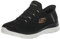 Skechers Baskets Mains Libres Summits Classy Night pour Femme, Noir, Or Rose, 35 EU