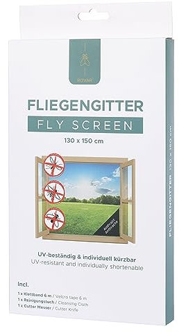 Rovar Mosquitera para ventana antracita – Protección contra insectos recortable - 130 x 150 cm