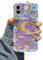 EYZUTAK Case for iPhone 11, Colorful Retro Oil Painting Flower Moon Pattern Laser Cute Curly Wave Edge Exquisite Phone Cover Stylish Durable TPU Protective Case for Girls Women - Purple White