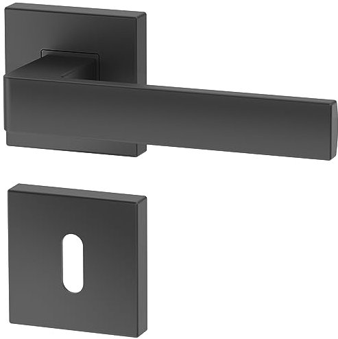 Poignée de porte d'intérieur ERGO, graphite, pour portes d'intérieur à clé, poignée carrée graphite mate, garnitures de porte, poignée