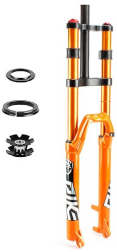 LHHL 26/27.5/29 Inch Travel 130mm MTB Air Suspension Fork 1-1/8 Straight Tube QR 9mm Double Shoulder Manual Lockout Ultralight Mountain Bike Front Forks (Color : Orange, Size : 29 inch)