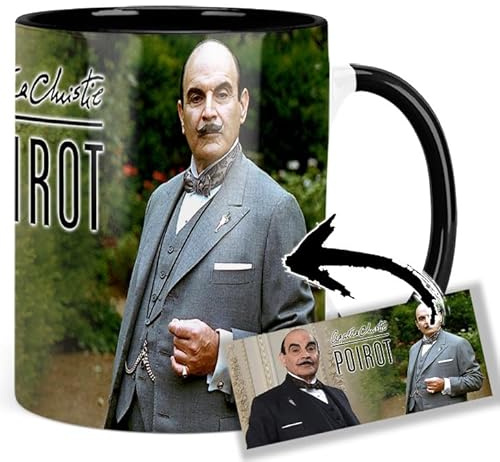 Poirot David Suchet Tasse Innen & Henkel Schwarz Keramikbecher Mug