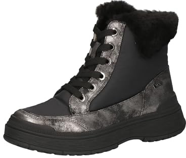 CAPRICE Damen Stiefeletten zum Schnüren Vegan Wasserabweisend, Schwarz (Black Comb), 38.5 EU