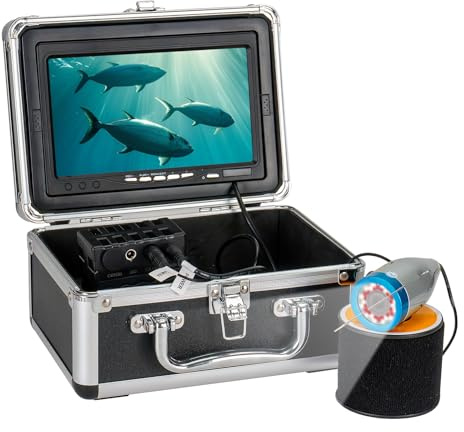 Unterwasser-Angelkamera mit 36 umschaltbaren Lichtern, JQKJCAM Tragbarer Fischfinder IP68 Eisfischen Kamera 7 Zoll HD-DVR-Monitor 14.9 m