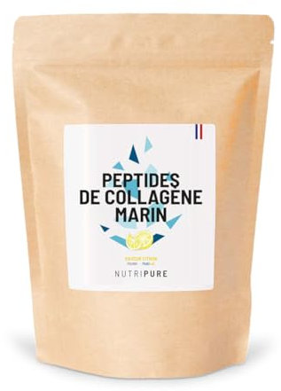 Nutripure | Collagène Marin Sauvage en Poudre | Complément Alimentaire Articulations, Soin des Cheveux & Ongles, Peau | Collagène Marin Hydrolisé | Citron | Sachet de 310g | 1 Mois | Made in France