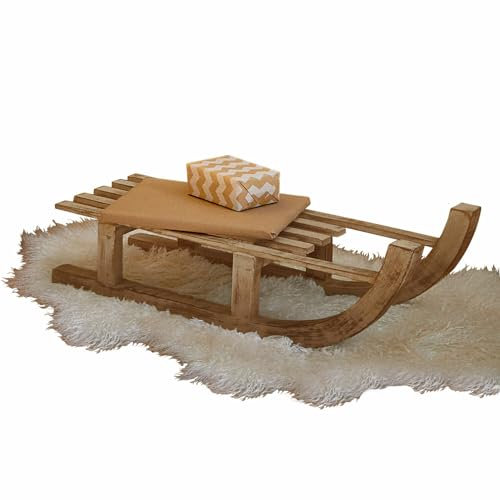 Loberon Deko-Schlitten FSC-100% Hoekstra, Vintage-Flair, Schöne Maserung, Weihnachtsdekoration, Weihnachten, Mangoholz, antikbraun