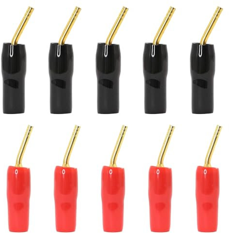 MinLUOCER 10 PCS Banana Male Plugs 2MM Audio Speaker Cable Connector Gold-Plated Flex Pin Banana Plugs Connector for Amplifier Speaker Wires Sound Systems