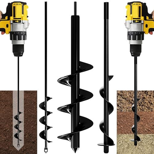 Auger Drill bits for Planting 1.6 x 16 Inch & 3.5 x 16 Inch Set and 1.2 x 12 inch Mixer