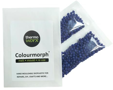 Thermoworx Colourmorph. Termoplástico multiusos moldeable a mano, funde, moldea y reutiliza, (azul)