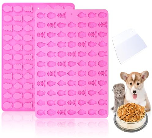 MARUKO 2 Stück Fisch Form Silikonformen, Schokolade Keks Backen Formen, Keksform für Die Herstellung von Süßigkeiten, Schokolade, Gummibärchen, Gelee, Seife, Kekse, Haustier Behandelt (Mini Fisch)