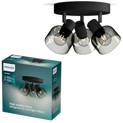 Philips Sleet LED 3er Spotleuchte auf runder Platte, E14 Lampe nicht enthalten, Schwarz, IP20