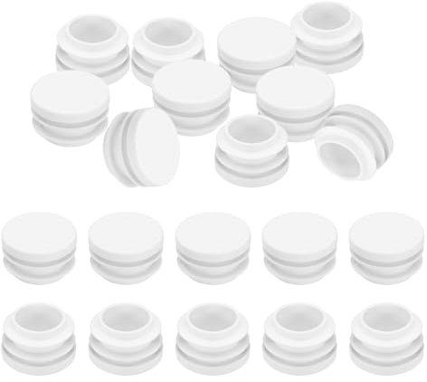 PATIKIL 1 Plastic Tubing End Caps, 20Pcs Round Hole Plug Insert for Round Iron Pipe Chair Leg Table Bookshelves Furniture, White