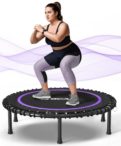 BCAN 40 Adult Fitness Trampoline with Durable Bungees, Stable & Quiet Exercise Rebounder,Great Mini Trampoline for Indoor/Garden Workout - Purple