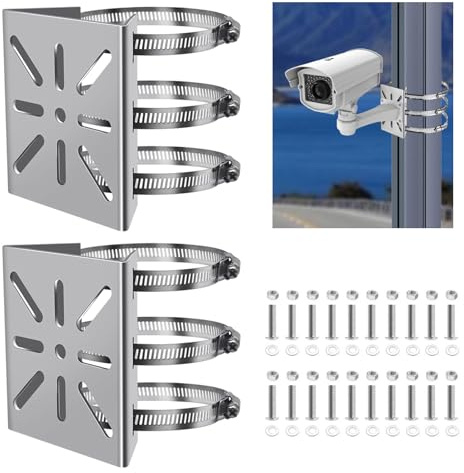 2 Stück Masthalterung Masthalterung Kamera Eckhalterung Masthalter Eckhalterung Kamera 20 Sätzen von Schrauben Muttern Abstandshaltern Für die Installation von Überwachungskameras Sonnenkollektoren