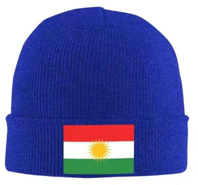 TIOYREVENO Beanie Mützen Kurdistan Flagge Unisex Wintermütze Slouchy Beanie Für Erwachsene Flagge Beanie Herbst- Und Wintermützen Verdickende Warme Mütze Für Outdoor-Aktivitäten Blau Einheitsgröße
