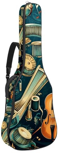 KengjuTesu 43 Zoll Akustikgitarre Softcase mit Rucksackgurt und 2 Taschen Musikinstrumente, ohne Polsterung, Rucksack Wasserdicht Oxford Tuch Bassgitarre Gigbag für Konzertgitarre, mehrfarbig,
