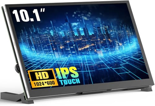 NinkBox 10.1 Pulgadas Pantalla Táctil para Raspberry Pi, Monitor HD 1024x600 con Altavoces Duales, IPS Touch Display con HDMI para Raspberry Pi 4/3/2/ Win10/8/7