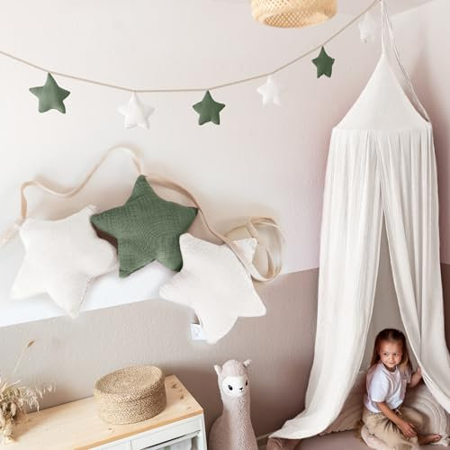 LILIMAUS Sternen Wimpelkette Stoff - 12 Farben - Kinderzimmer Deko - 100% Baumwolle Handmade - Musselin - Mädchen & Jungen - Babyzimmer Girlande
