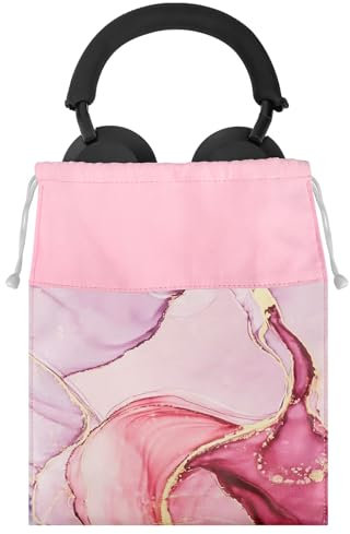 Geekria NOVA Headphone Carrying Bag, Compatible with Sony WH1000XM5, WH1000XM4, Beats StudioPro/3/2 and More/Universal Headphone Pouch/Portable Travel Bag (Pink Marble)