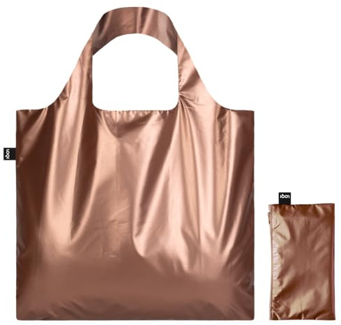 LOQI METALLIC Rose Gold Bag with Mini Zip Pocket