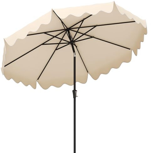 COSTWAY Sombrilla Terraza Exterior 280 cm, Sombrilla Playa Grande, 2 Capas con Dosel, 8 Costillas Función de Inclinación y Manivela, Parasol Jardin Terraza Exterior (beige)