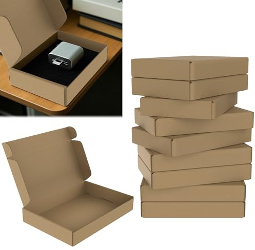 UISEBRT 20 Stück Verpackungskartons, Faltschachtel aus Wellpappe für Warensendung, Geschenkbox, Braun Maxibriefkarton, Dokumentenbox für den Versand von Kleinen Waren Postkarton(32x22x5cm)