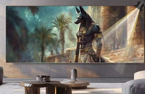 Diamond Painting Groß XXL 140 x 70 cm,Diamond Painting Anubis Malen Nach Zahlen Erwachsene Ägypten,DIY Runde Steine Diamant Kunst Mosaic Crystal Malerei Stickerei Set,Wand Deko wohnzimmer Geschenke F4