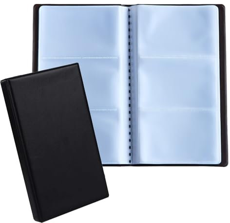 DeJivsin Visitenkarten Aufbewahrung Schwarz für 180 Visitenkarten, Platzsparende Visitenkartenetui für Büro,Visitenkartenmappe