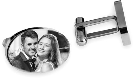 Contento | Gravur Manschettenknöpfe | Personalisiert mit Deinem Foto, Logo oder Text | Individuelle Geschenkidee für Männer, Hochzeit, Trauzeuge & besondere Anlässe | Manschettenknöpfe 2 Stück, Oval