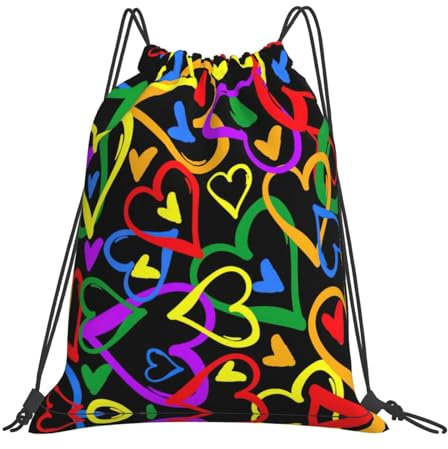 OKFSTY Gay Pride Rucksack mit Kordelzug, Regenbogenfarben, für den täglichen Gebrauch, weiß, One size