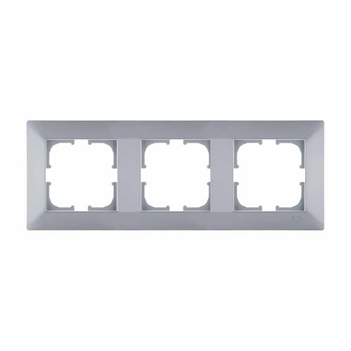 EXEN - Serie ODAK Rahmen 3-fach für Lichtschalter und Steckdose - Panel für Wandlichtschalter und Steckdosen - Silber - 224mm - O103/10E