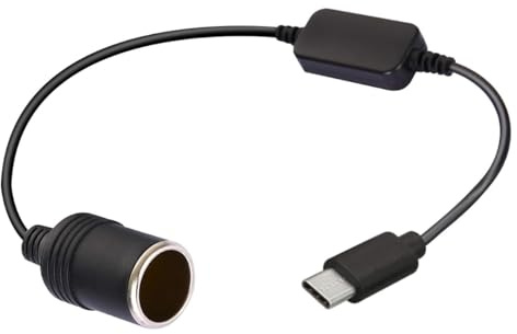 AromeLivii USB-C auf Zigarettenanzünder Adapter 5V auf 12V | USB Type-C zu Zigarettenanzünder Buchse Konverter mit Sicherheitsschutz | Auto Adapter für Dashcam, GPS, LED Innenlicht, DVR, Luftreiniger