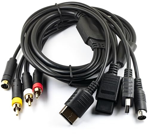 jujinglobal 6FT S-Video AV Cable for SS Saturn, N64, SNES, Gamecube, DC128, PS2