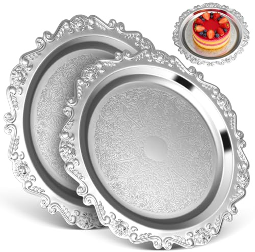 STOBAZA 2 pack Vintage Serving Tray 9.84in Snack Serving Tray for Desserts Cakes and Sweets Jewellery Dish for Home Decor Family Gatherings and Parties