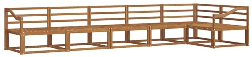vidaXL Outdoor-Sofagarnitur 6 pcs Natur Massivholz Akazie, Garten Lounge Möbel, modernes Outdoor Sofa, langlebiges Patio Sectional Sofa, Akazien entspannendes Set für Komfort im Hinterhof