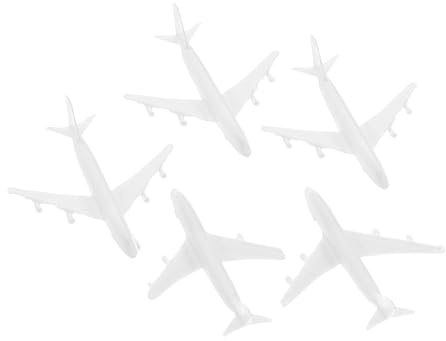 DOITOOL 5 Pcs Mini Model Planes, White Plastic Aircraft 1.8cm | Tiny White Plastic Aircraft for Sand Trays, Airport Scenes, Architectural Models, Dioramas and Desk Decor
