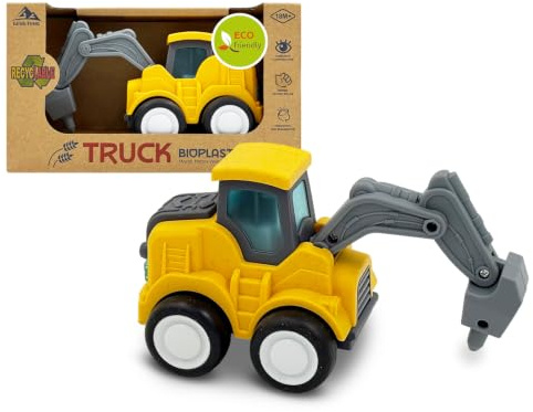 Kitzomi Construction Drill Truck Car Toy for 2-6 Year Old Boy Girl | Press Truck and Pull Back Car Sand Toy | Safe Wheat Straw Material Toddler Toy | Christmas Birthday Gift for 18M+ Boys Girls