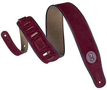 Levy's MSS3-BRG Gitarrengurte Suede Leather Signature Logo Piping 2 1/2 - Burgundy