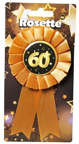 Udo Schmidt GmbH & Co Rosette 60 Schwarz Gold zum 60.Geburtstag Geburtstags Rosette zum Anstecken Geburtstags Deko