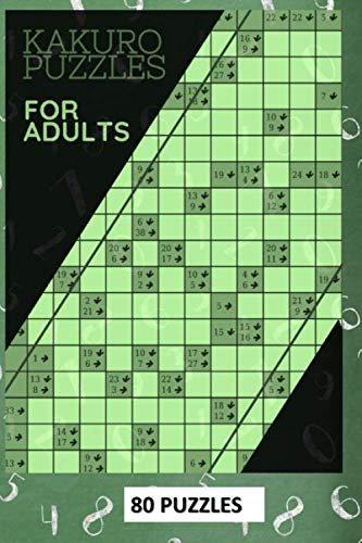 Kakuro Puzzles For Adults: Cross Sums ~ Various Levels ~ 80 Full Page Grids - Solutions ~ Cheat Sheet - Handy Size