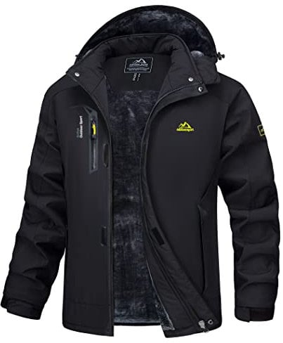 MAGCOMSEN Snowboardjacke Herren Softshell Winterjacke Winddicht Funktionsjacke Winter Wasserdicht Skijacke Atmungsaktiv Winterparka mit Innenfleece Schwarz L