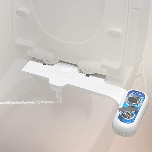 APENCHREN Left Hand Bidet Toilet Seat Attachment, Hot&Cold Fresh Water Spray Bidet, Dual Self-Cleaning Nozzles, Water Pressure Control, Non Electric,Toilet Bidet for Personal yourself,White