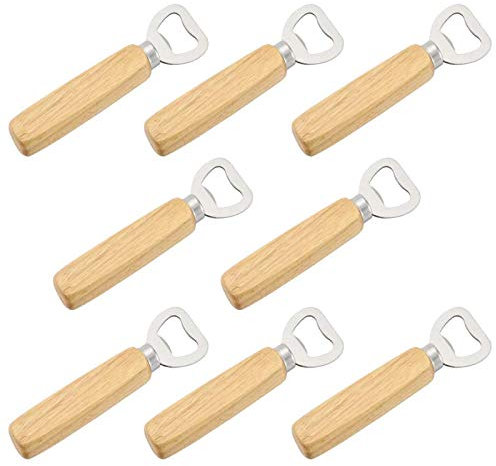 8 pezzi manico in legno apribottiglie birra, apribottiglie con manico in legno, apribottiglie birra, con manico in legno, per la casa, cucina, bar, regalo