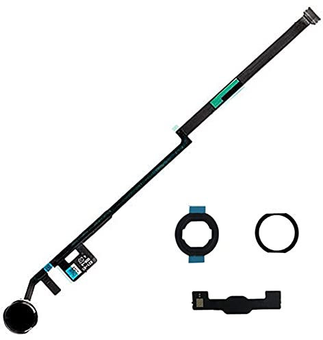 HQB-STAR Home Button Compatible with iPad 10.2 2019/2020 (A2197, A2198, A2200, A2270, A2428, A2429, A2430) Flex Cable Connector+Bracket with Gasket and Waterproof Ring (Black)