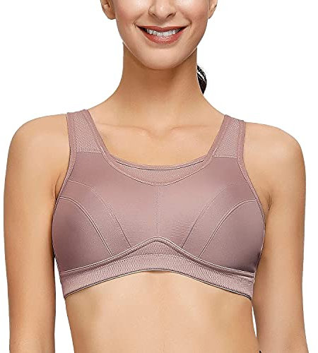 Deyllo Damen Sport BH Große Brüste starker Halt Sport-BHS Ohne Bügel für Fitness Joggen Lauf Yoga (Flieder, 110C)